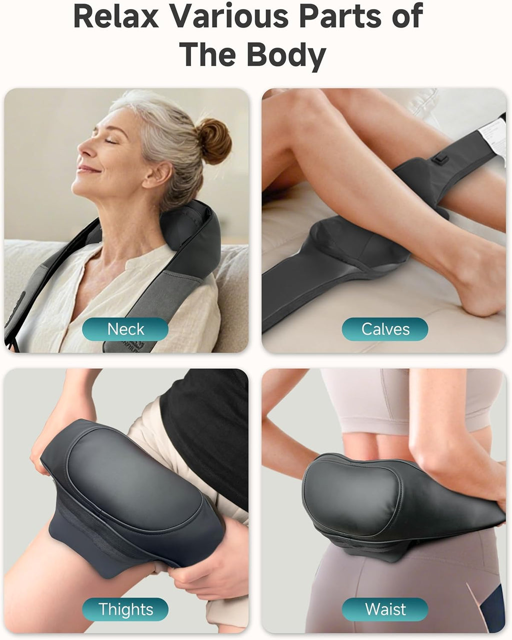 Cordless Neck Massager for Pain Relief Deep Tissue, Upgraded 4D Shiatsu Neck Shoulder Massager with Graphene Heating, Rechargeable Back Massager with Deeper Kneading Massage Heads for Home